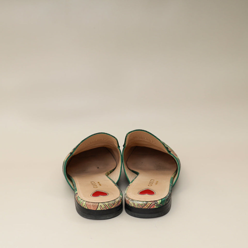 Gucci Multicolor Princetown Satin Print Mules 38