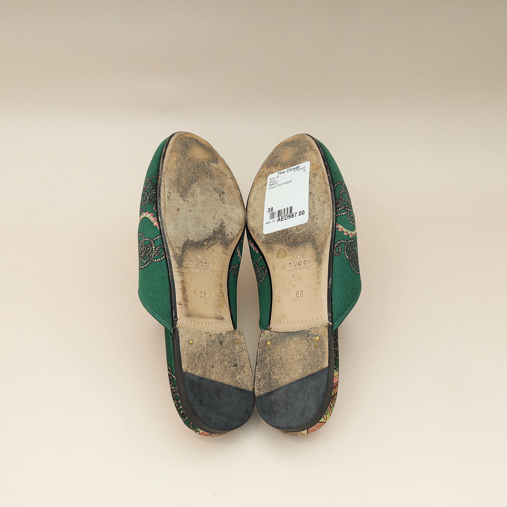 Gucci Multicolor Princetown Satin Print Mules 38