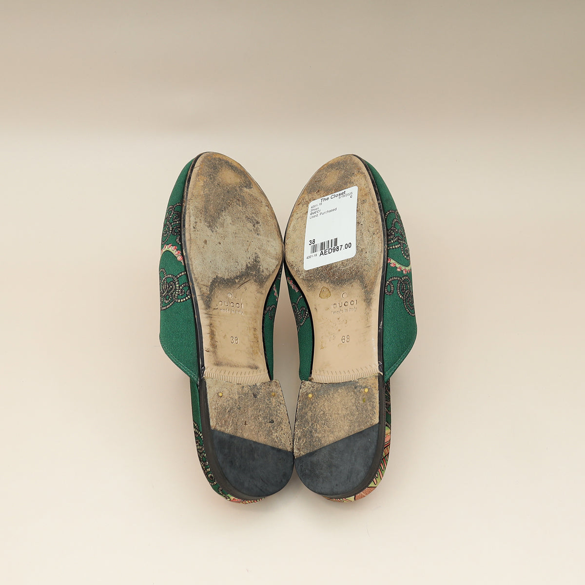 Gucci Multicolor Princetown Satin Print Mules 38