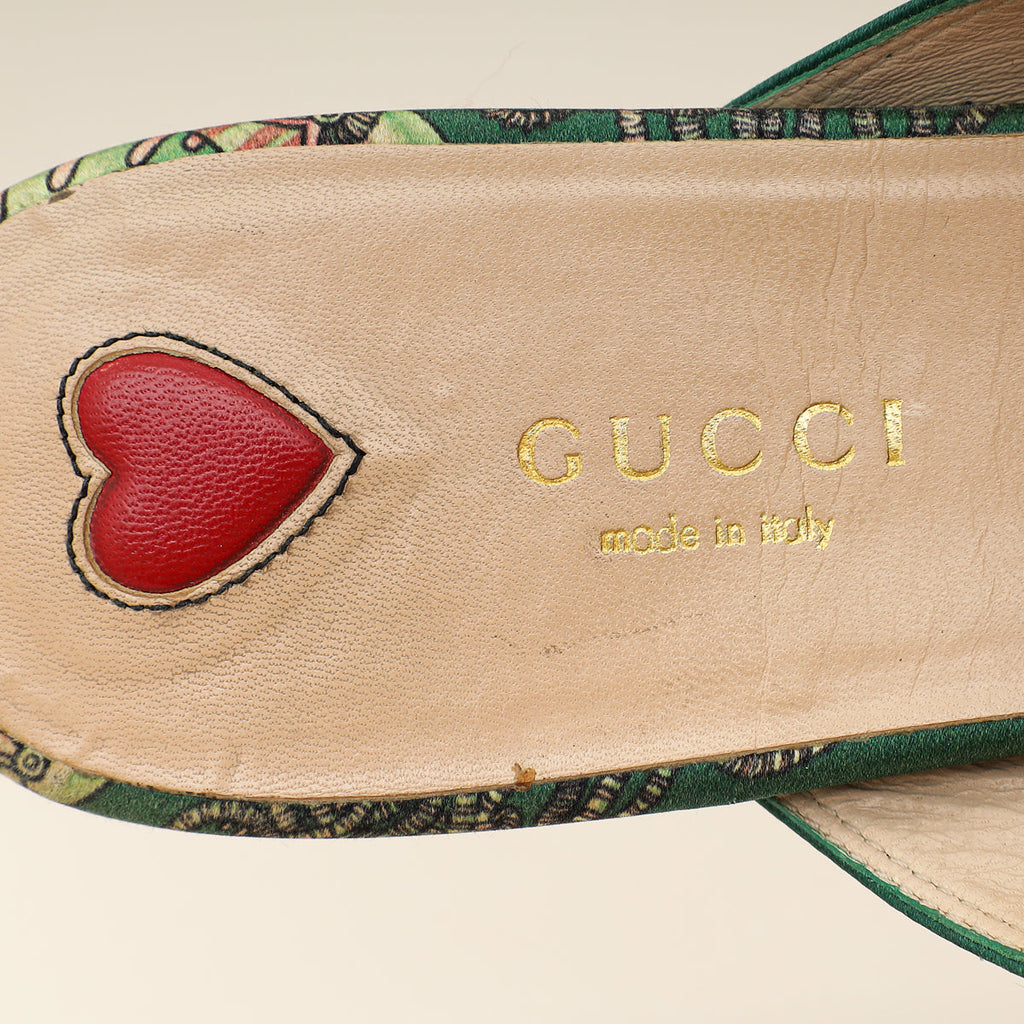 Gucci Multicolor Princetown Satin Print Mules 38