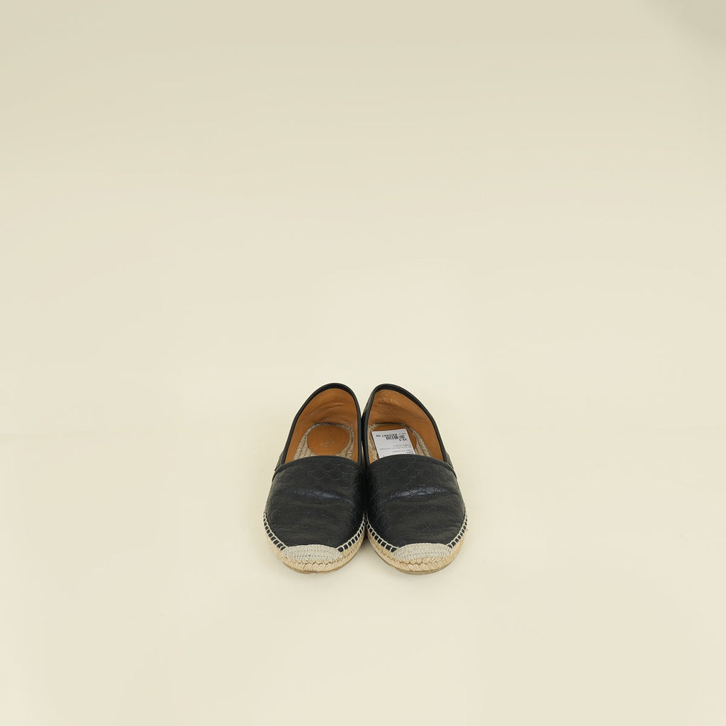 Gucci Black GG Microguccissima Espadrille 39.5