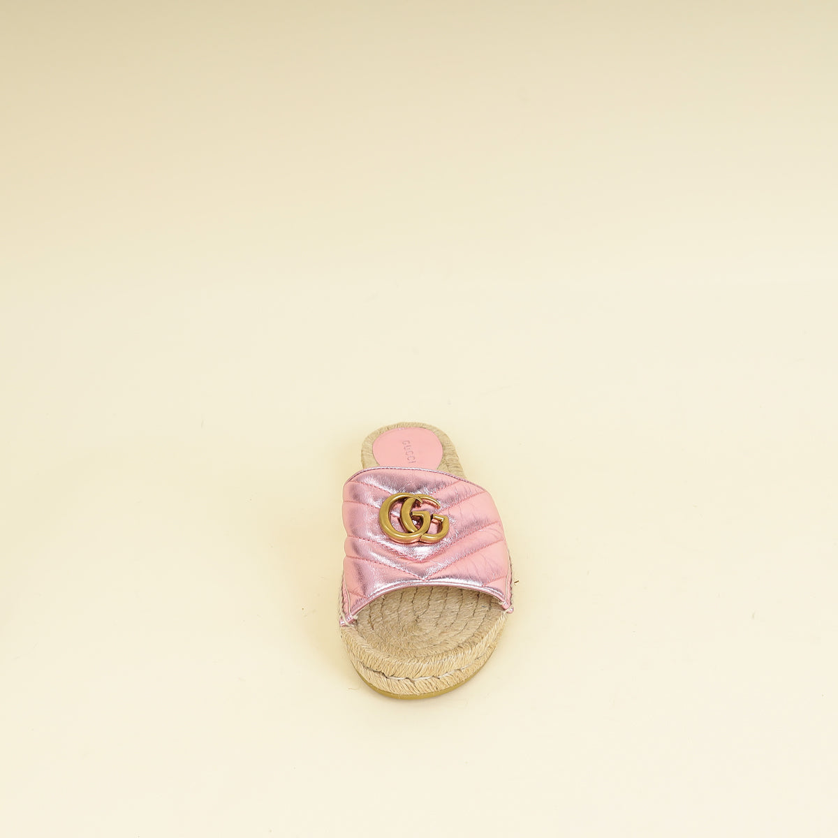 Gucci Metallic Pink GG Marmont  Espadrille Sandal 39
