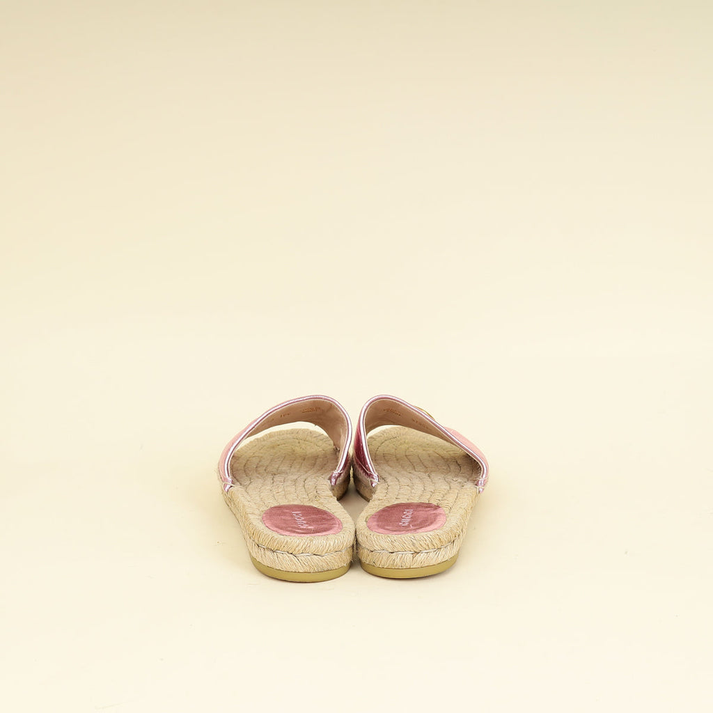 Gucci Metallic Pink GG Marmont  Espadrille Sandal 39