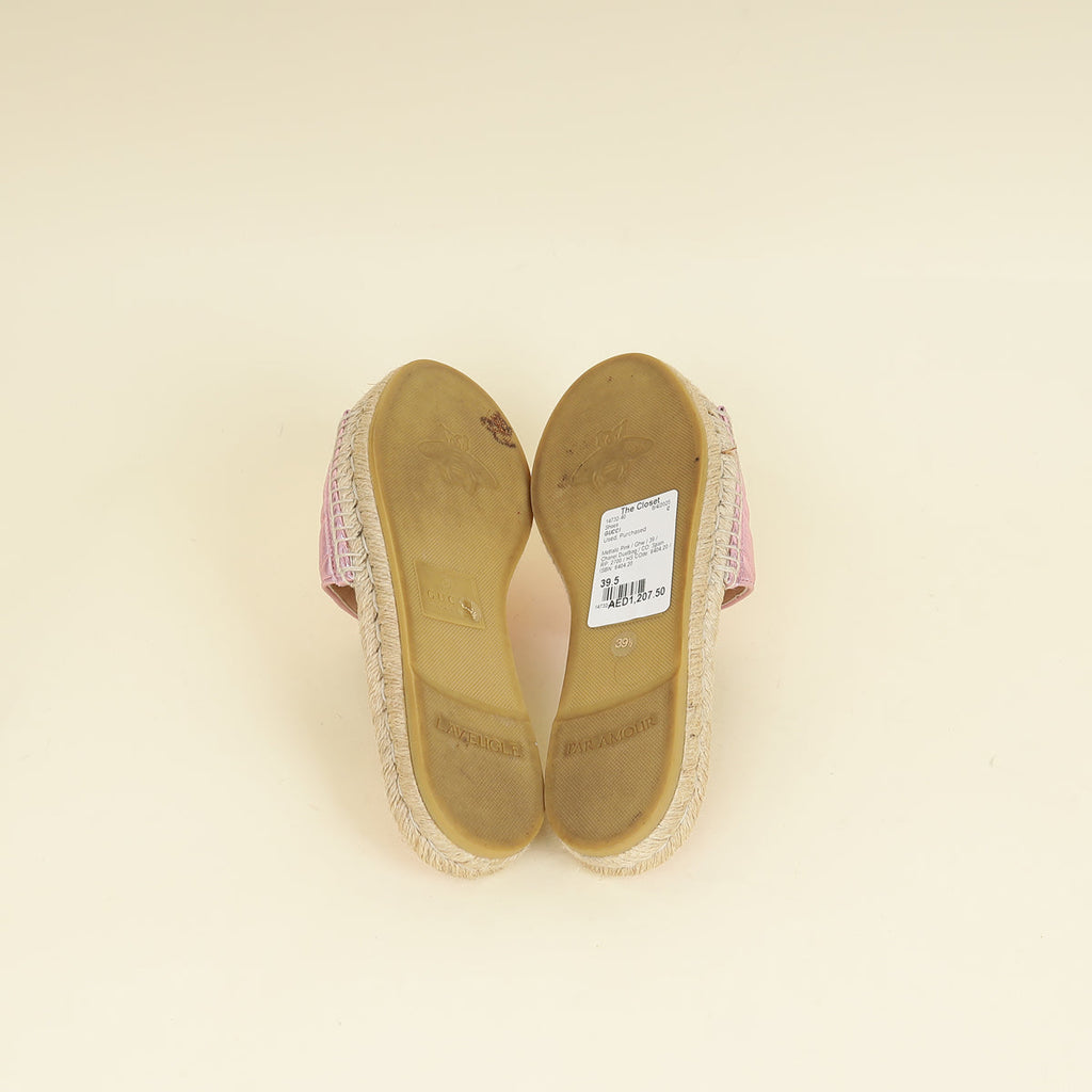 Gucci Metallic Pink GG Marmont  Espadrille Sandal 39