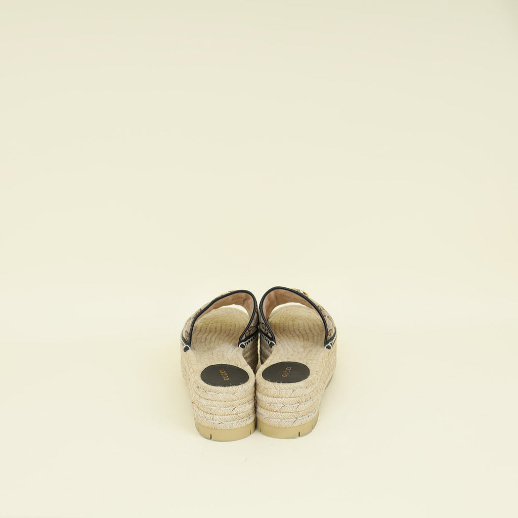 Gucci Ebony GG Marmont Platform Espadrille Mule 39