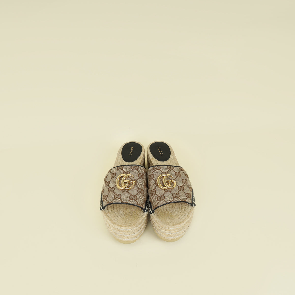 Gucci Ebony GG Marmont Platform Espadrille Mule 39