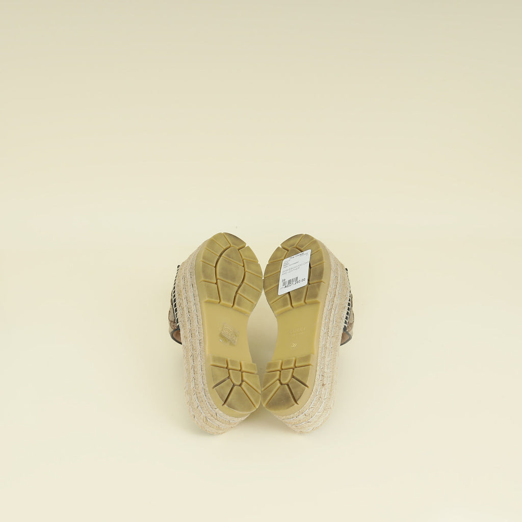 Gucci Ebony GG Marmont Platform Espadrille Mule 39