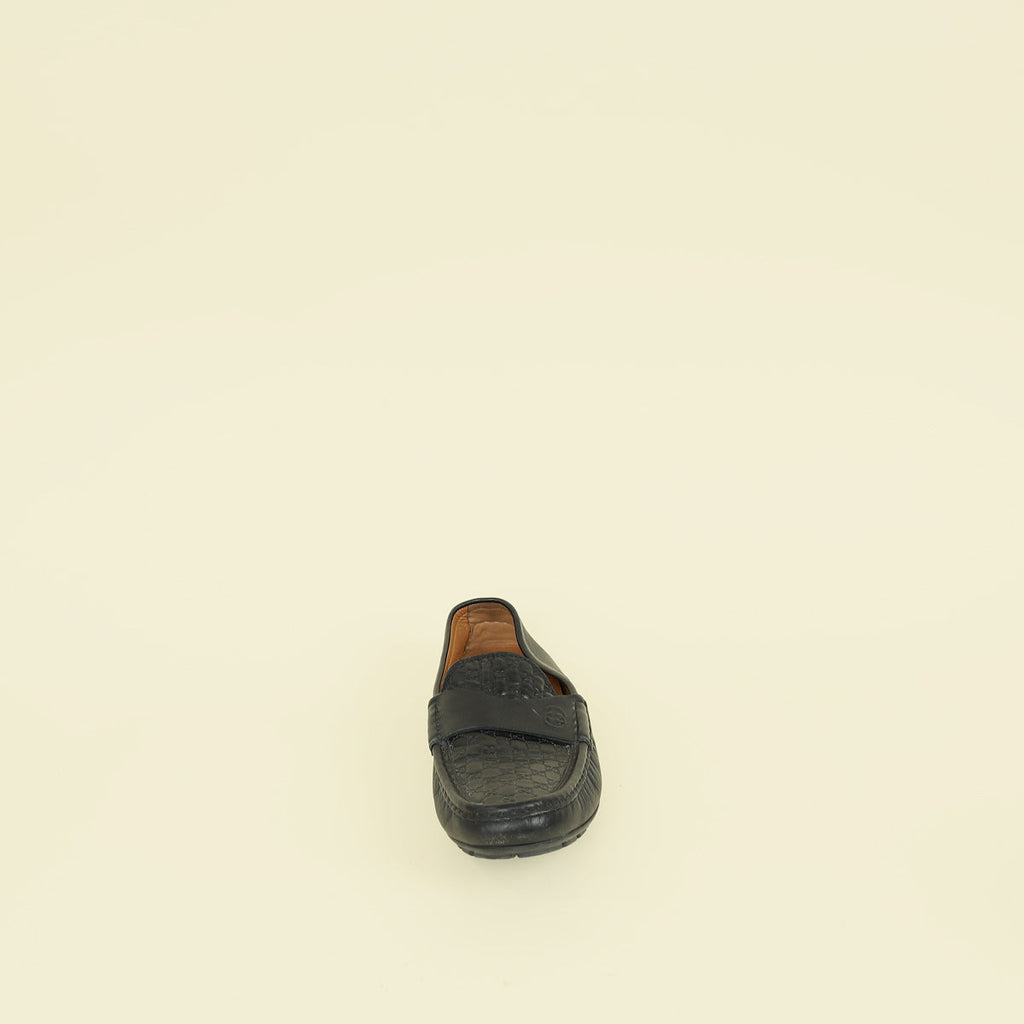 Gucci Black Microguccissima Mens Driver Loafers 39