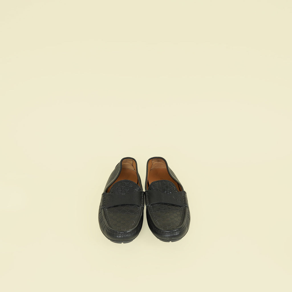 Gucci Black Microguccissima Mens Driver Loafers 39