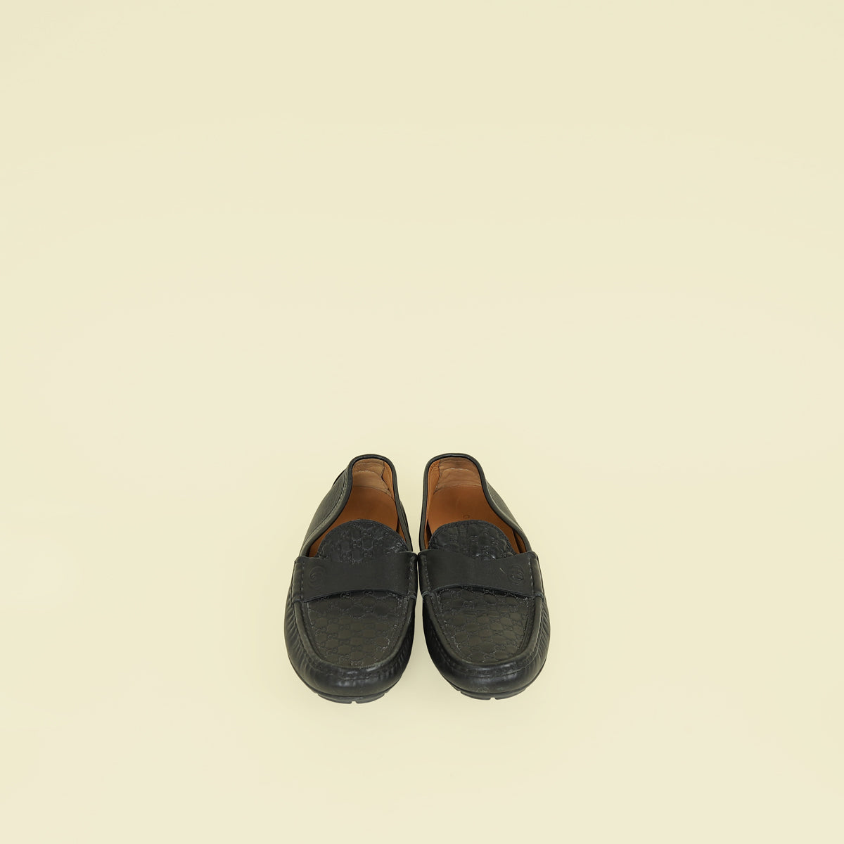 Gucci Black Microguccissima Mens Driver Loafers 39