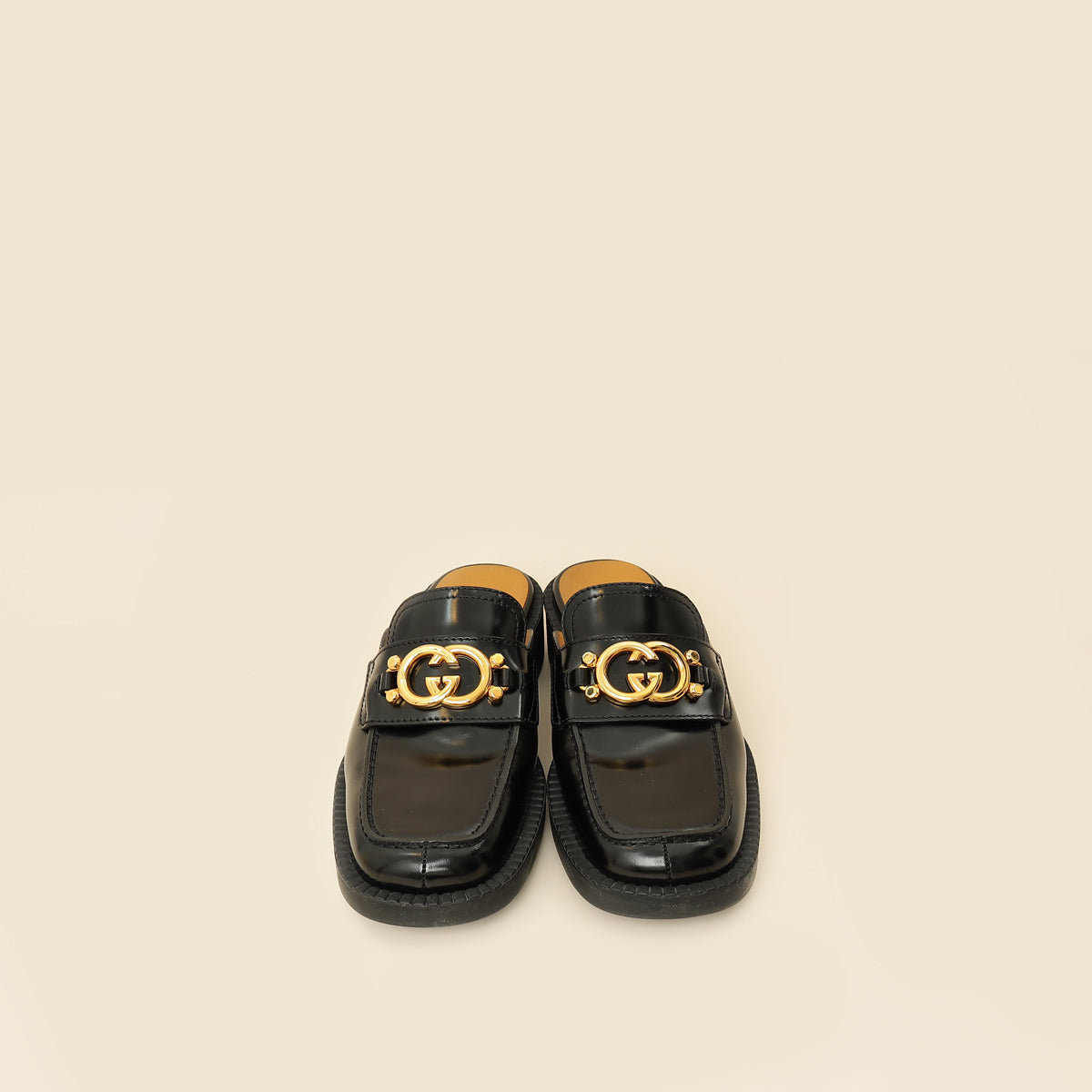 Gucci Black Interlocking G Leather Mules 39