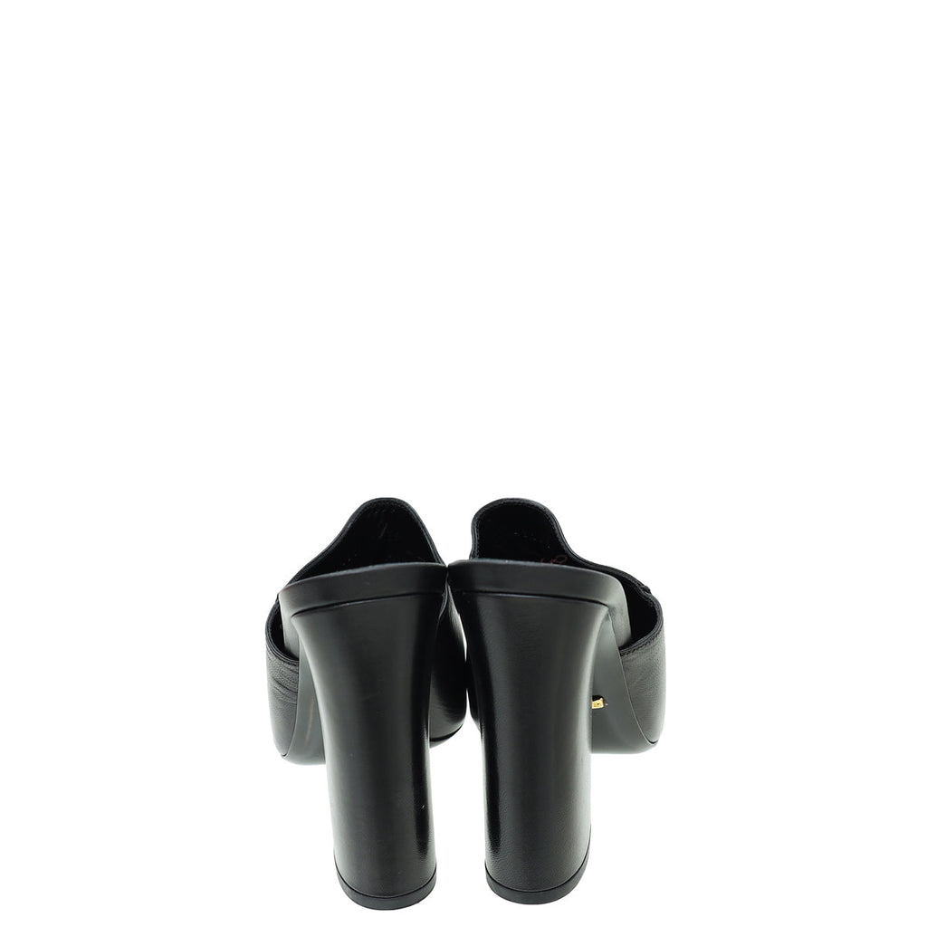 Gucci Black Malaga Kid Horsebit Princetown High Heel Mules 39