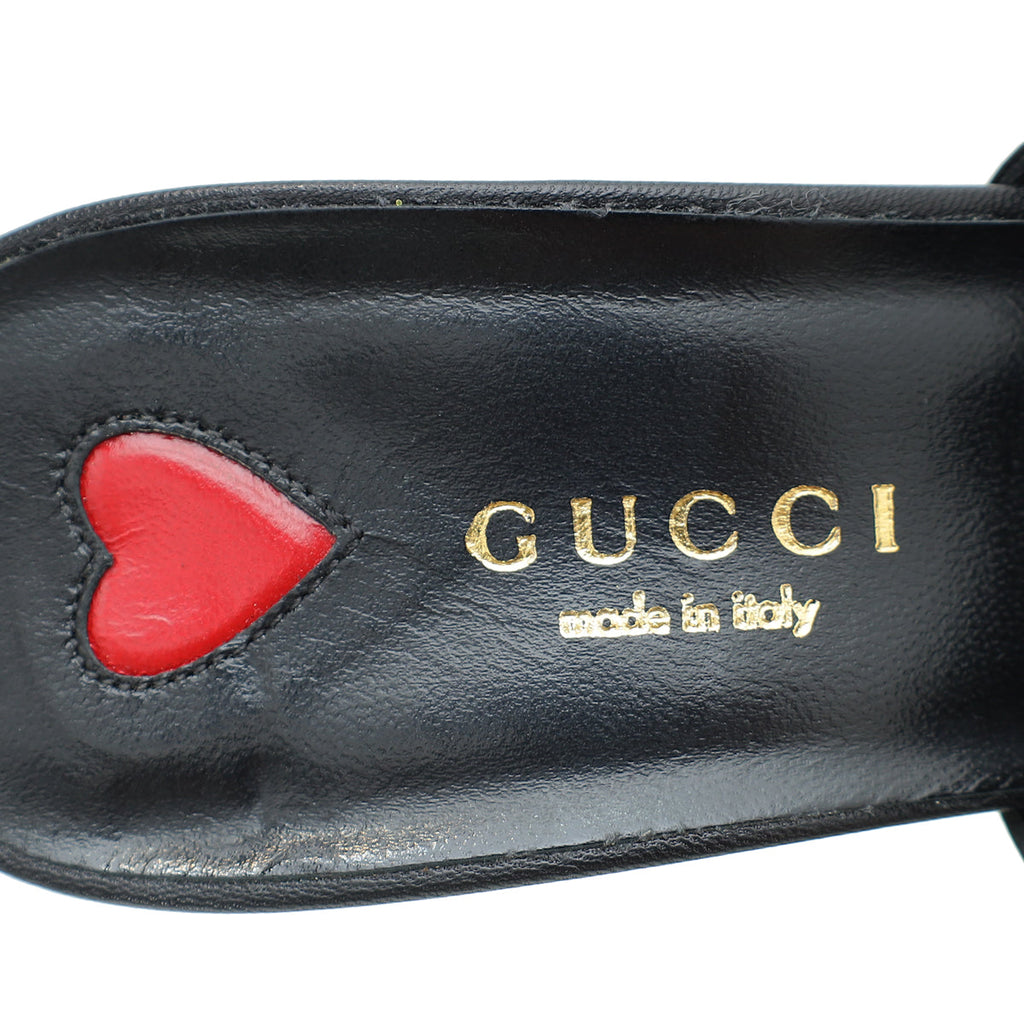 Gucci Black Malaga Kid Horsebit Princetown High Heel Mules 39