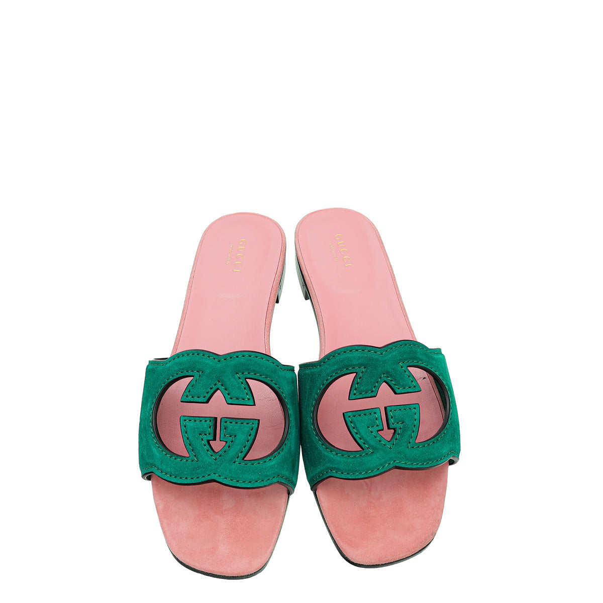 Gucci Bicolor Interlocking G Cut-Out Slide Sandals 39