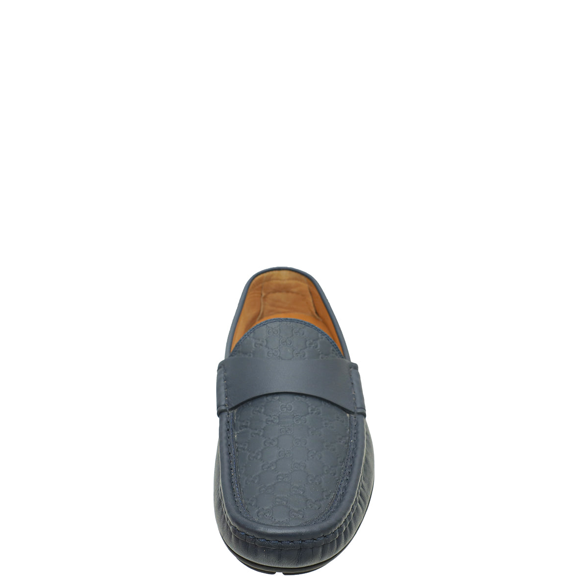 Gucci Navy Blue GG Microguccissima Men's Driver Loafers 7.5