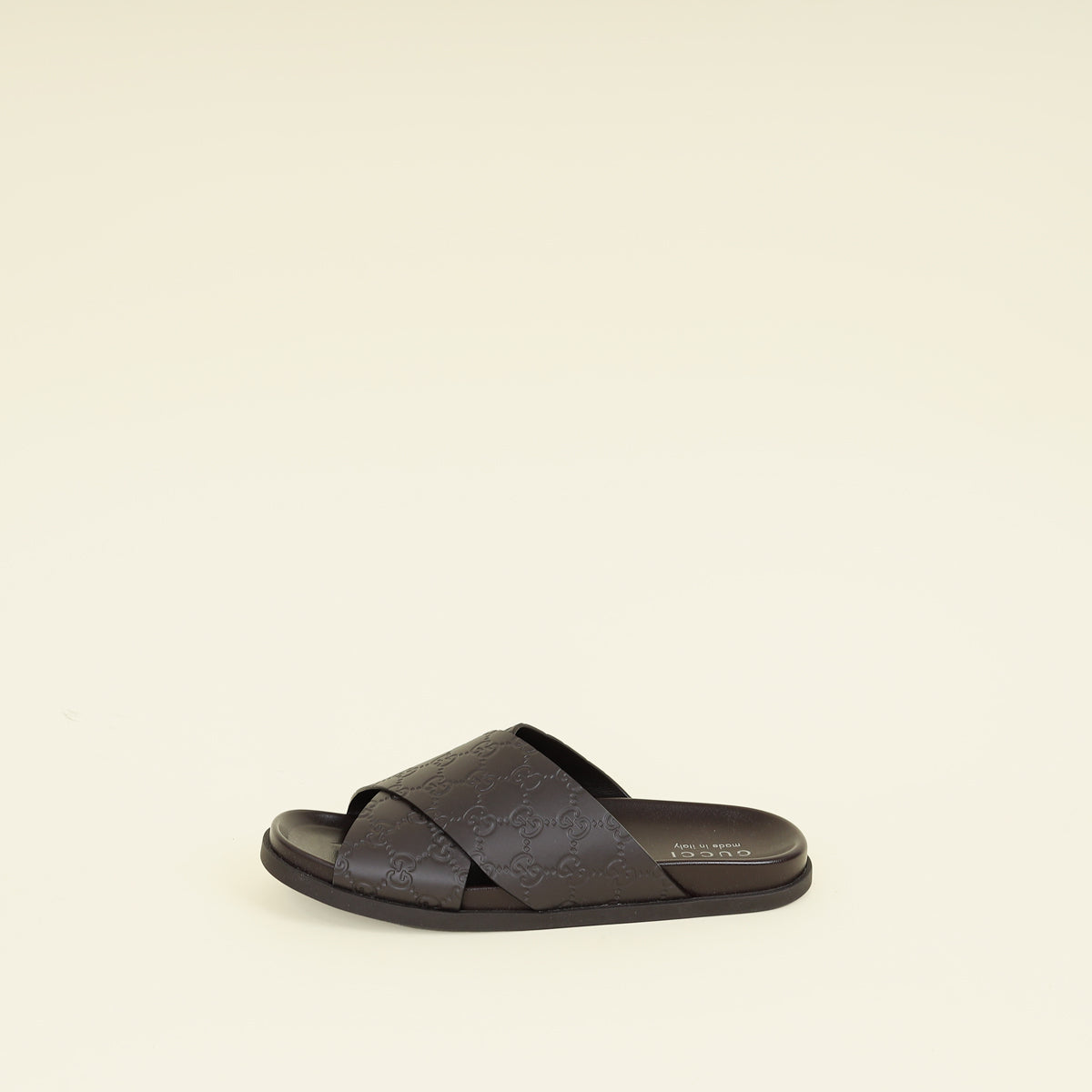 Gucci Chocolate Guccissima Mens Slide Sandal With Criss Cross 8