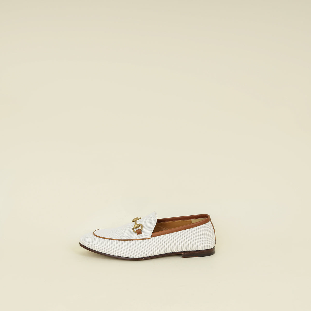 Gucci Tan Natural Jordaan Toile Jacquard Loafer 9.5