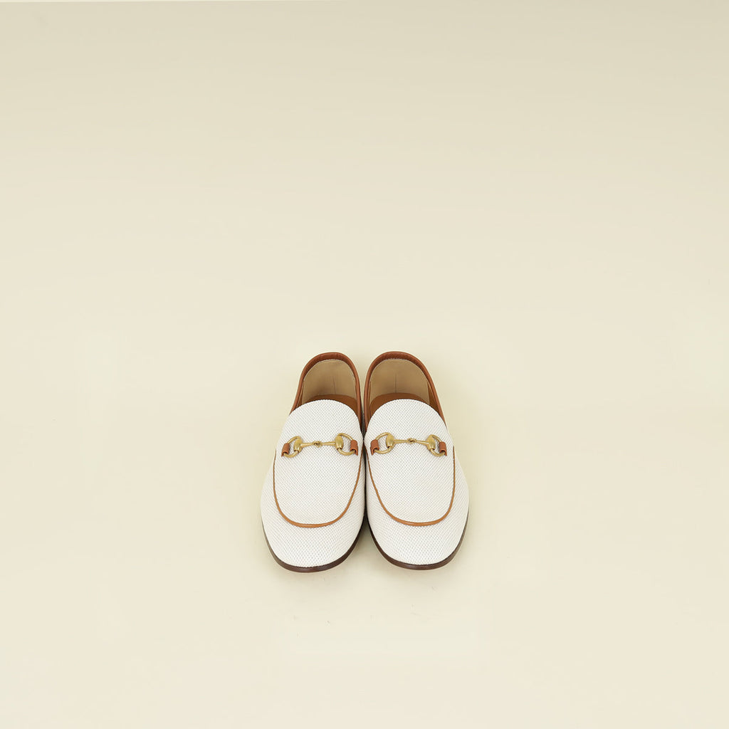 Gucci Tan Natural Jordaan Toile Jacquard Loafer 9.5