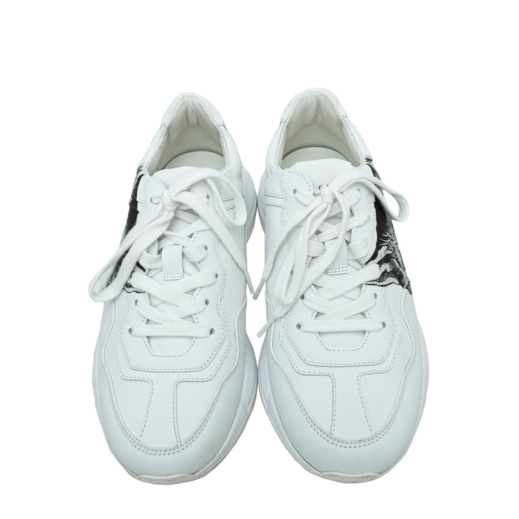 Gucci White Rhyton Mystic Cat Print Sneaker 37.5