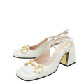 Gucci White Horsebit Mid-heel Slingback 38