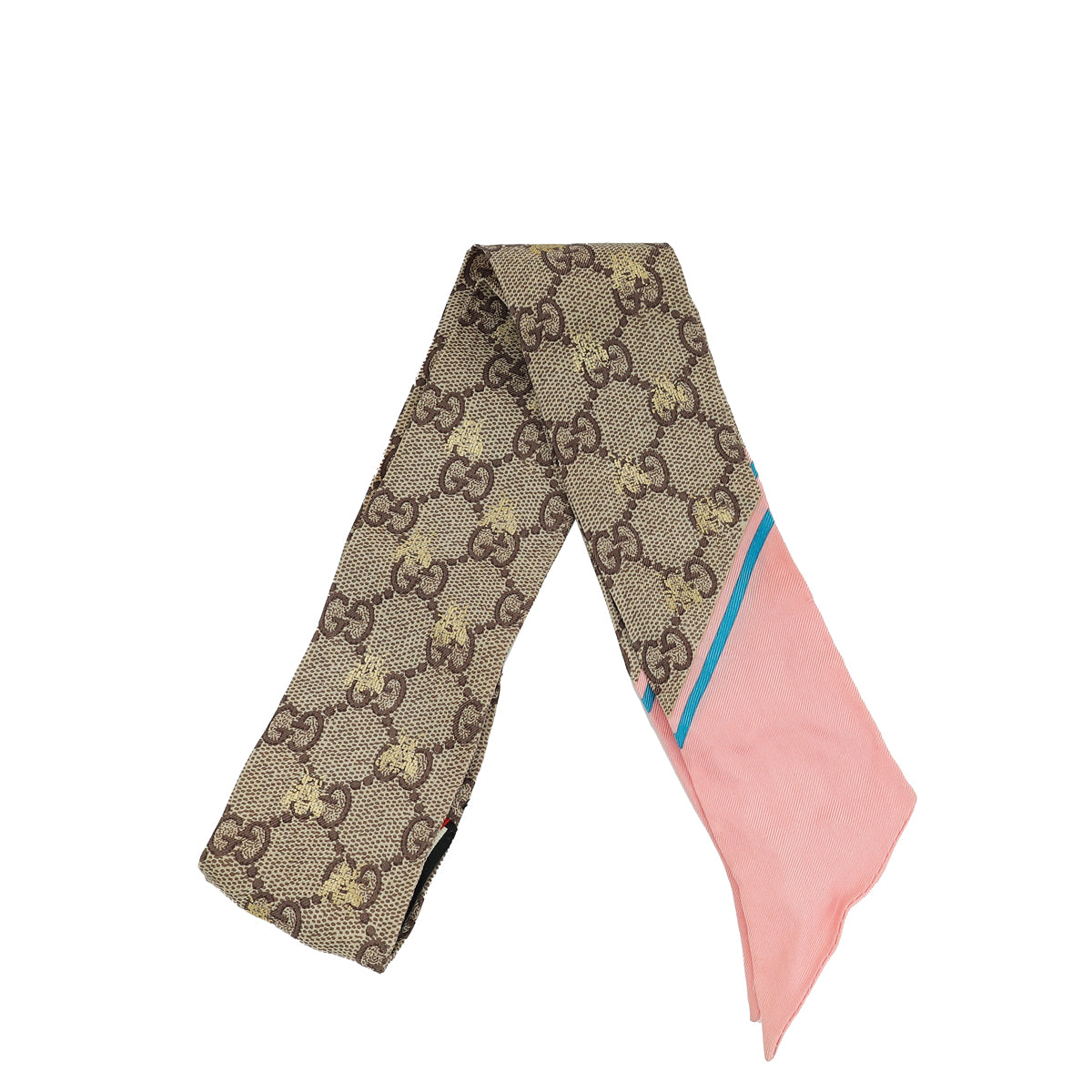 Gucci Bicolor GG Bee Metallic Printed Silk Twilly