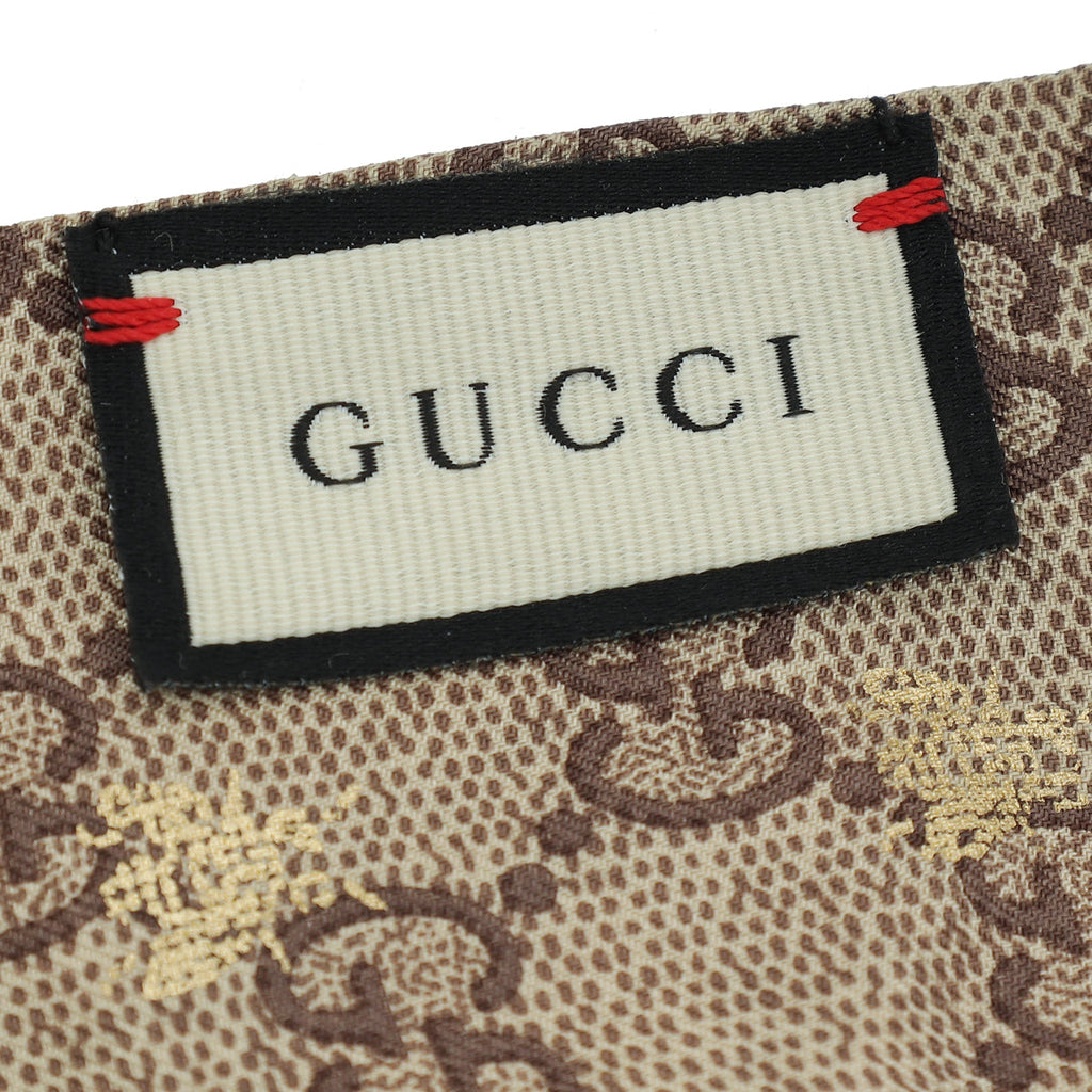 Gucci Bicolor GG Bee Metallic Printed Silk Twilly
