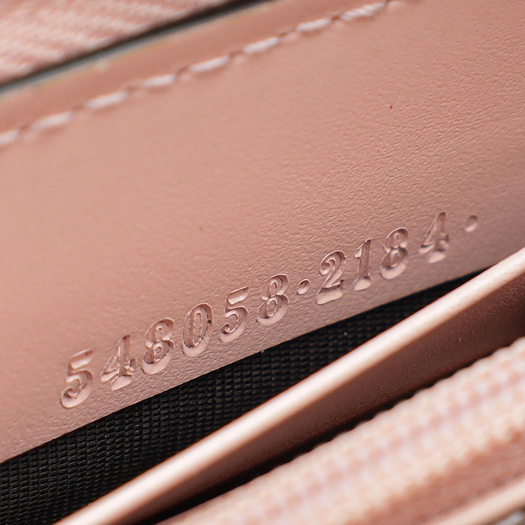 Gucci Pink Guccissima Crystal Cat Zippy Wallet