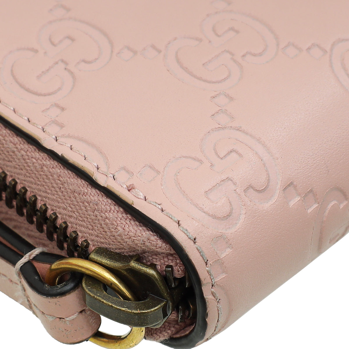 Gucci Pink Guccissima Crystal Cat Zippy Wallet