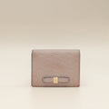 Gucci Dusty Pink GG Embossed Bow Card Case Wallet