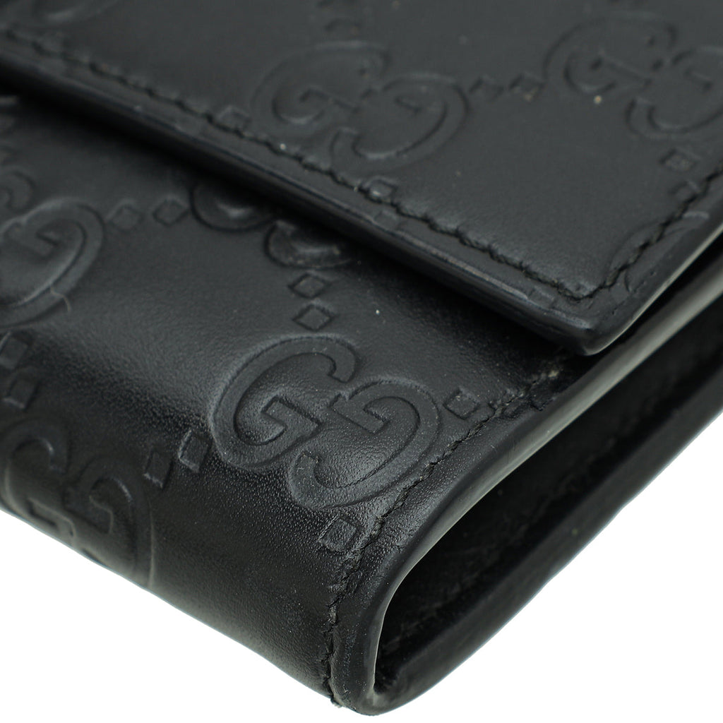 Gucci Black GG Guccissima Bow Continental Wallet