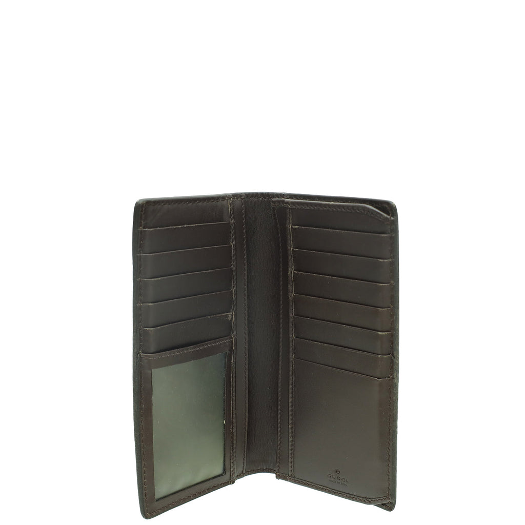 Gucci Chocolate Brown GG Guccissima Bifold Slim Long Wallet
