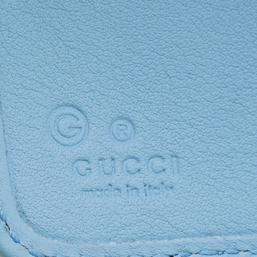 Gucci Sky Blue Microguccissima Compact French Wallet