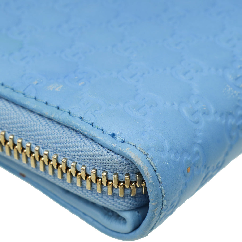 Gucci Sky Blue Microguccissima Compact French Wallet