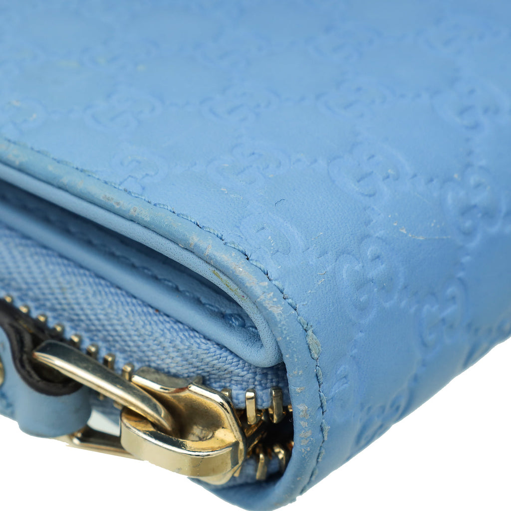 Gucci Sky Blue Microguccissima Compact French Wallet