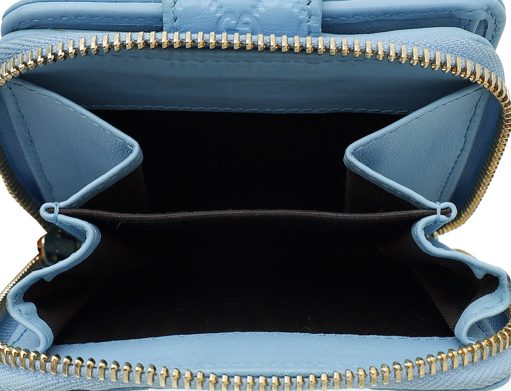 Gucci Sky Blue Microguccissima Compact French Wallet