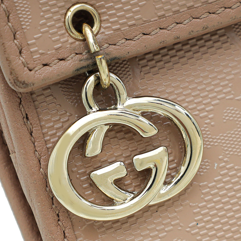 Gucci Dusty Pink GG Interlocking Charm French Wallet