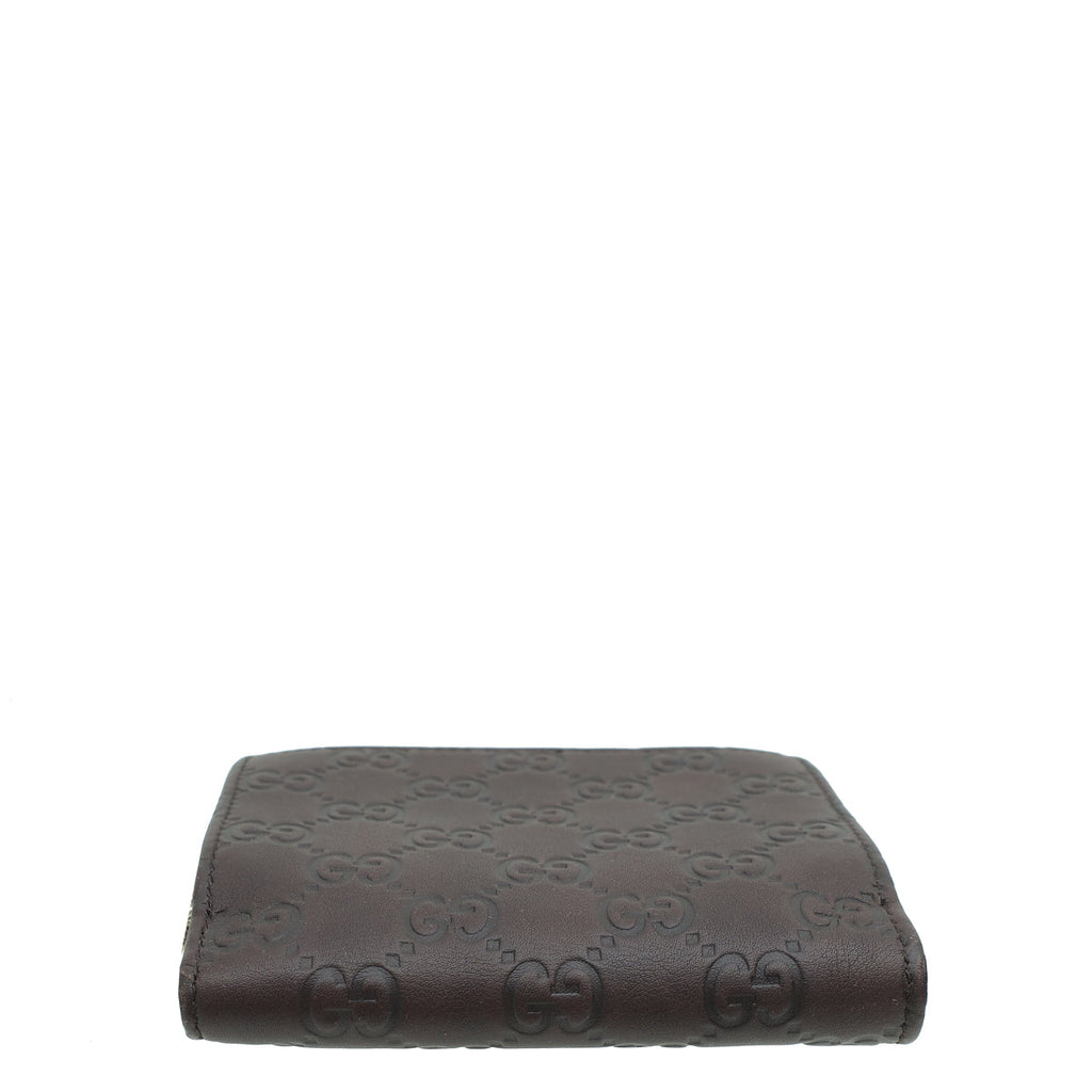 Gucci Chocolate Brown Guccissima GG Twins Wallet