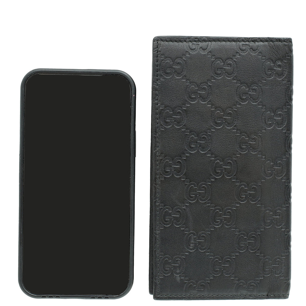 Gucci Black Guccissima Bifold Long Wallet