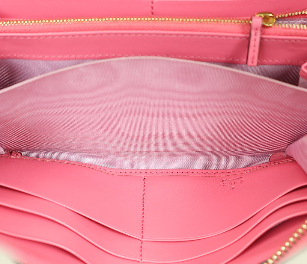 Gucci Pink GG Marmont Matelasse Zip Around Wallet