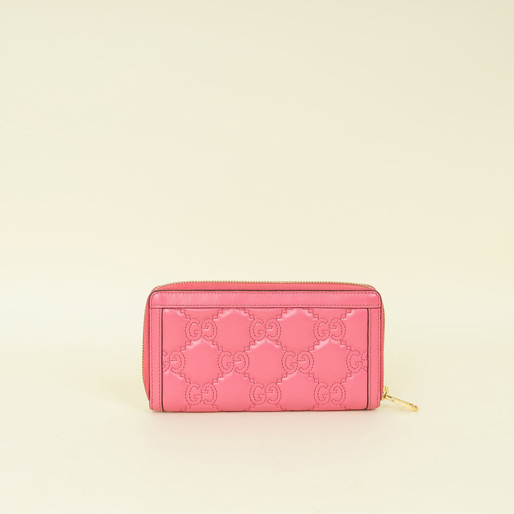 Gucci Pink GG Marmont Matelasse Zip Around Wallet