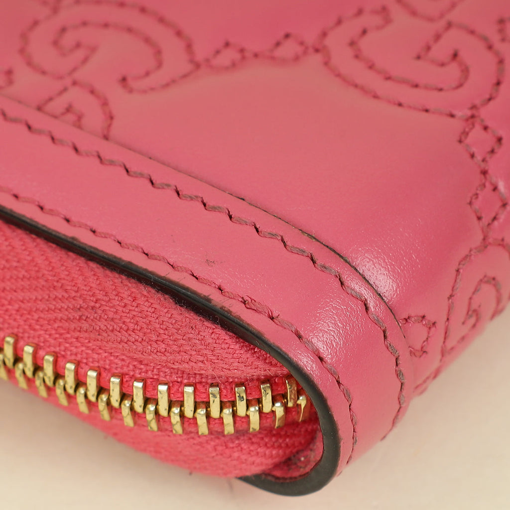 Gucci Pink GG Marmont Matelasse Zip Around Wallet