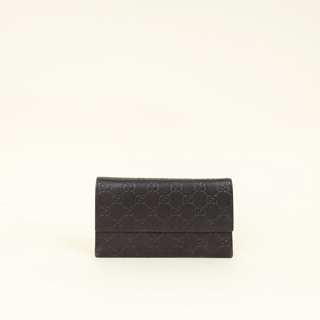 Gucci Chocolate GG Guccissima Continental Flap Wallet