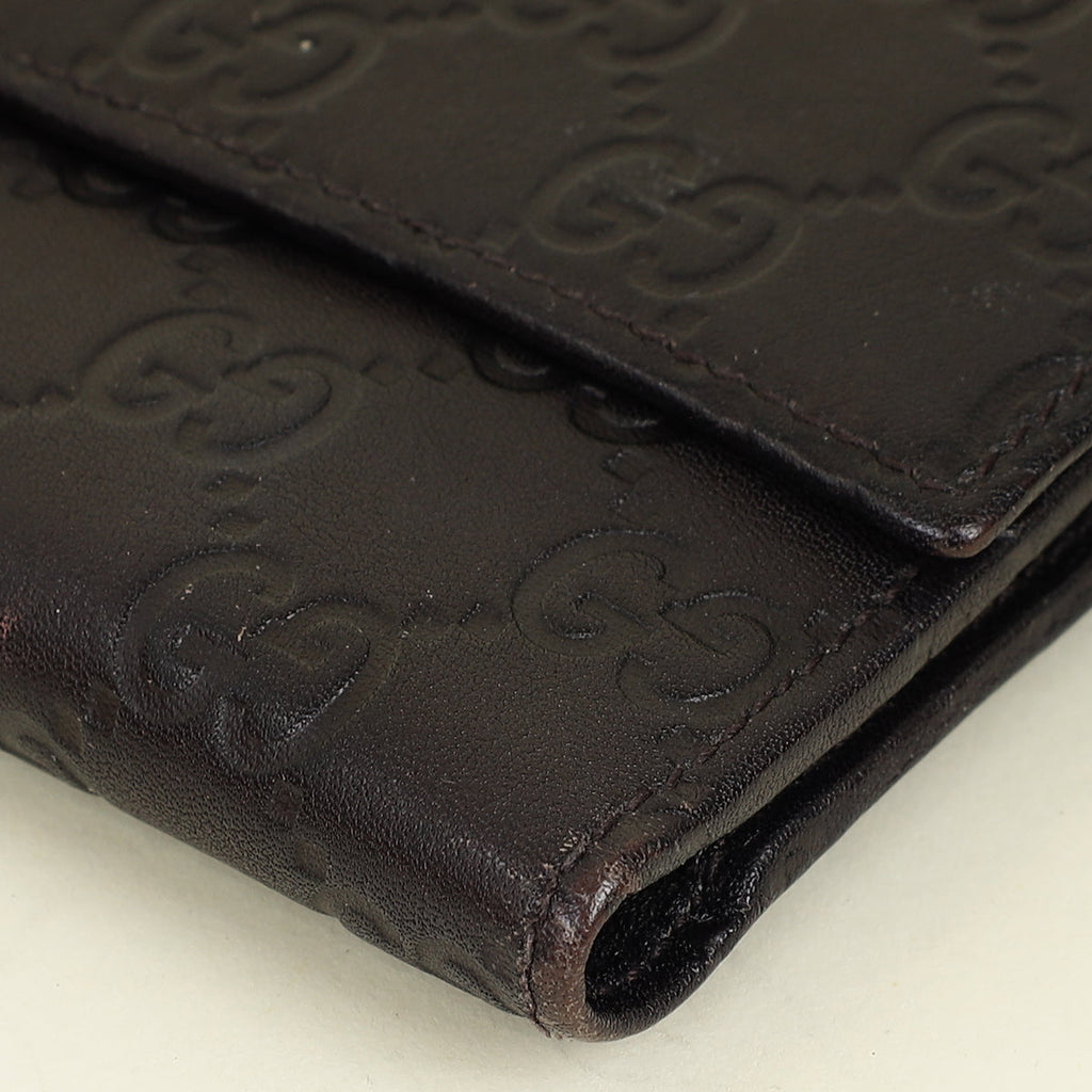 Gucci Chocolate GG Guccissima Continental Flap Wallet