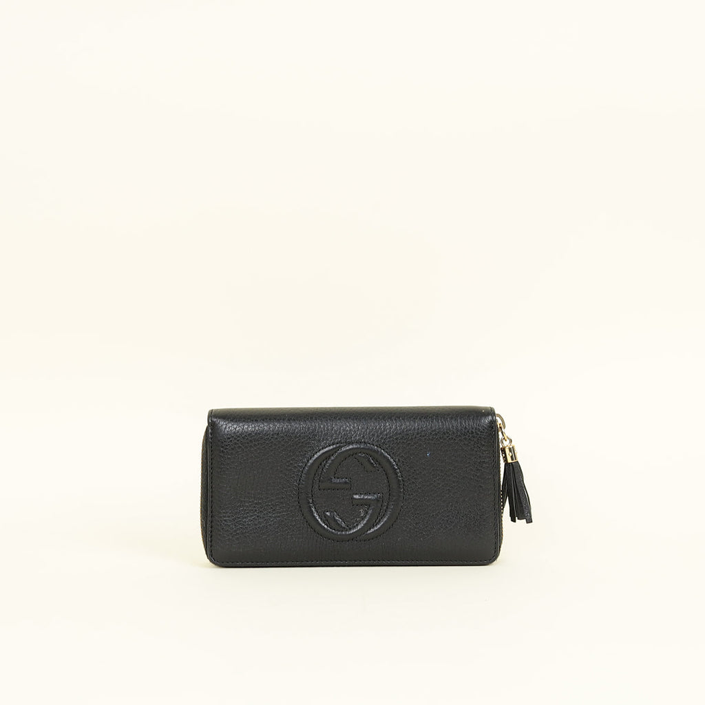 Gucci Black Interlocking G Soho Zip Wallet