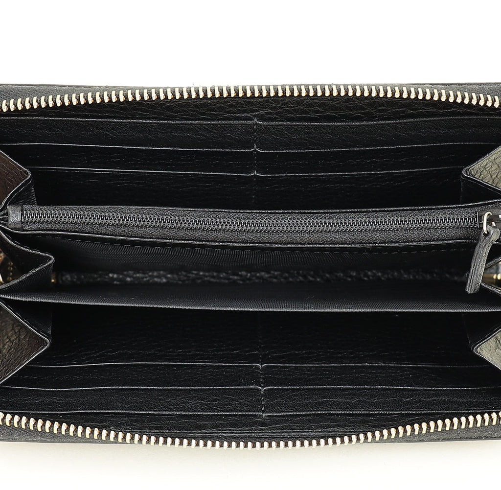 Gucci Black Interlocking G Soho Zip Wallet