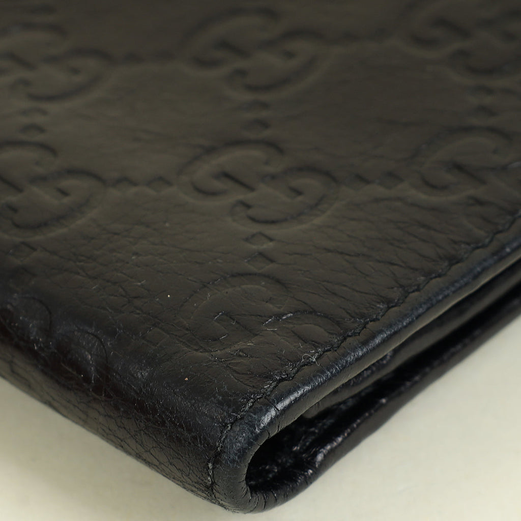 Gucci Black Guccissima French Wallet