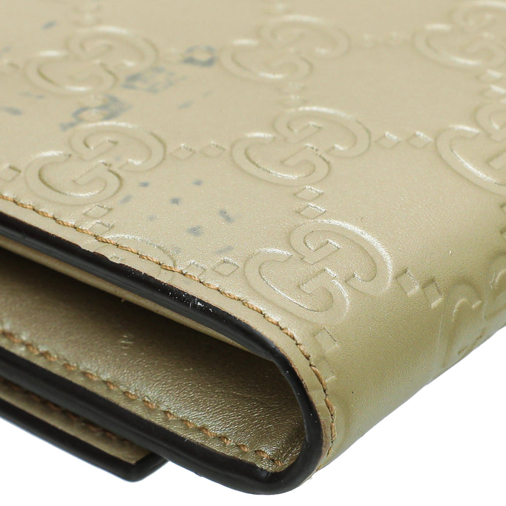 Gucci Champagne GG Guccissima Bow Continental Wallet