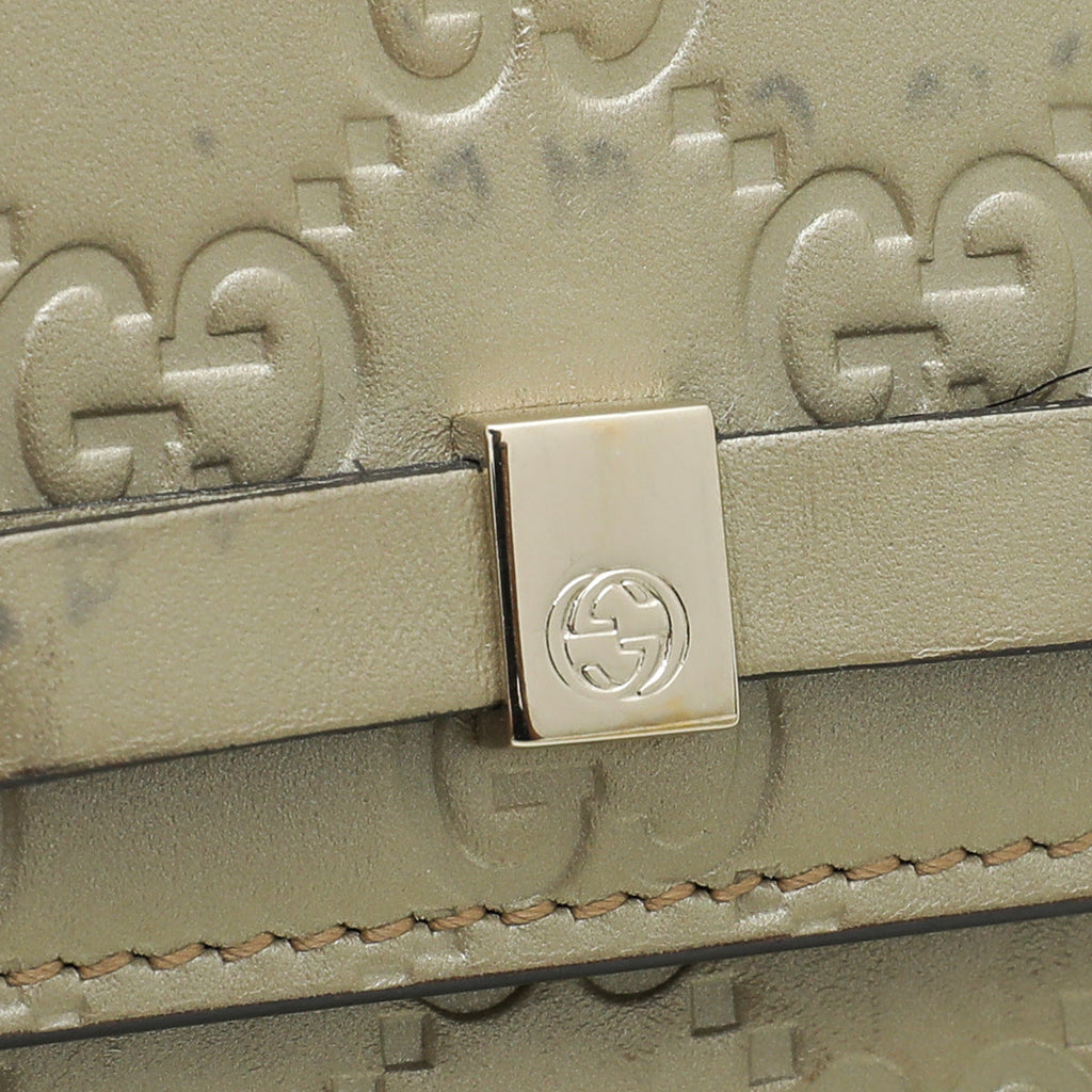 Gucci Champagne GG Guccissima Bow Continental Wallet