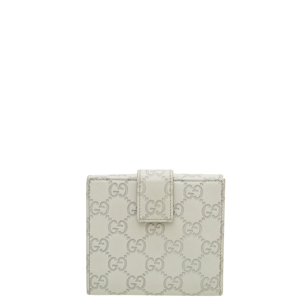 Gucci Cream Interlocking G Guccissima French Wallet