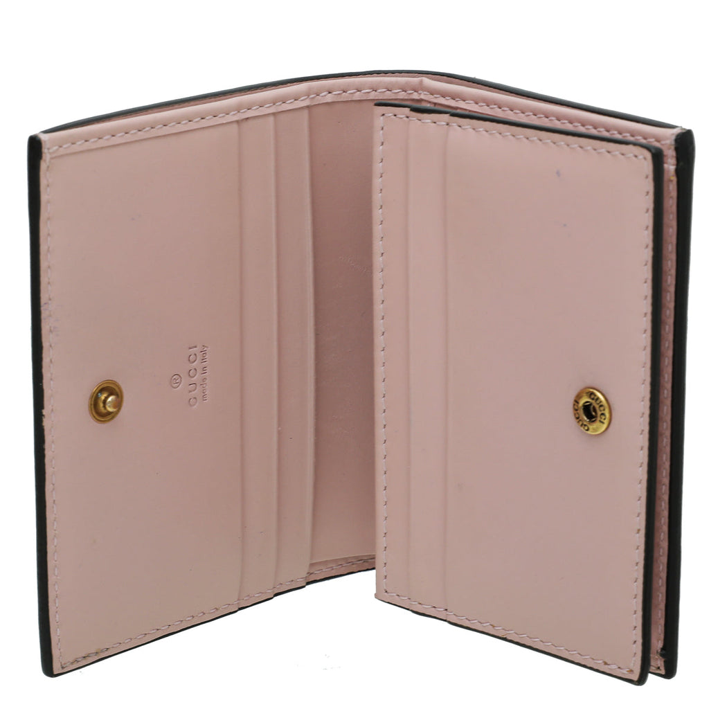 Gucci Pink GG Guccissima Cat Card Case Wallet